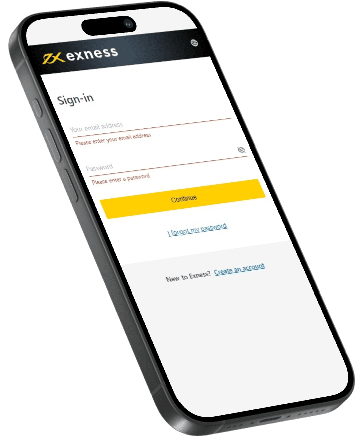 Registration via Exness Trade App